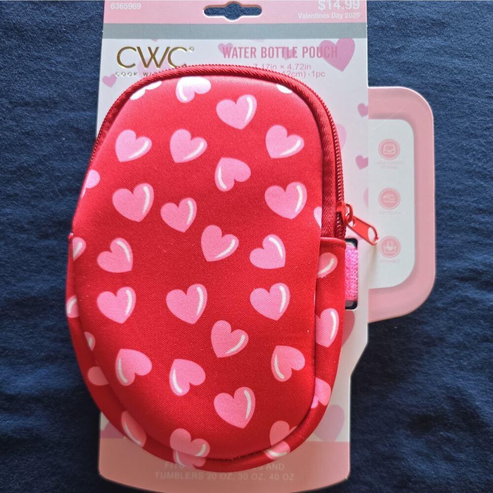 All HEARTS Water Bottle Pouch Fits MOST QUENCHER CUPS